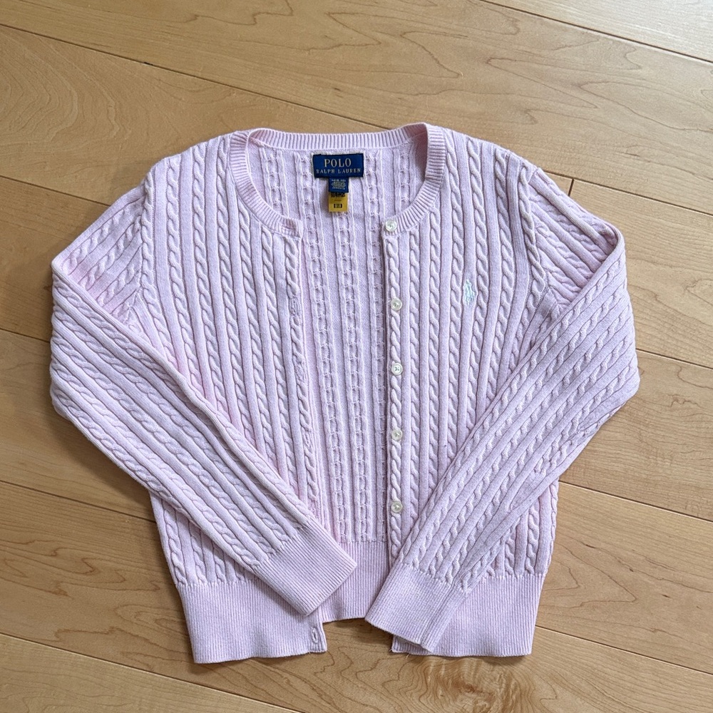 Polo by Ralph Lauren Light Pink Cable Cardigan